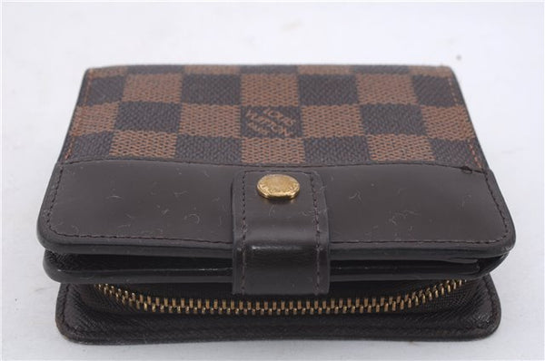 Authentic Louis Vuitton Damier Compact Zip Bifold Wallet Purse N61668 LV 5591D