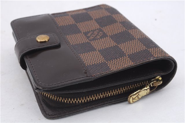 Authentic Louis Vuitton Damier Compact Zip Bifold Wallet Purse N61668 LV 5591D