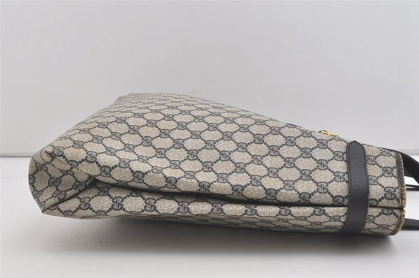 Authentic GUCCI Vintage Shoulder Tote Bag GG PVC Leather Navy Blue 5591I