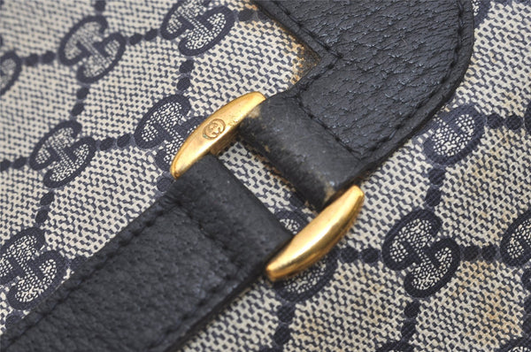 Authentic GUCCI Vintage Shoulder Tote Bag GG PVC Leather Navy Blue 5591I