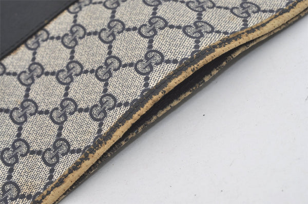 Authentic GUCCI Vintage Shoulder Tote Bag GG PVC Leather Navy Blue 5591I