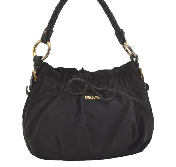 Authentic PRADA Nylon Tessuto Leather Shoulder Hand Bag Purse Black 5593I