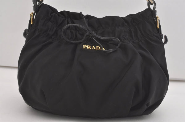 Authentic PRADA Nylon Tessuto Leather Shoulder Hand Bag Purse Black 5593I