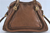 Authentic Chloe Paraty 2Way Shoulder Hand Bag Leather Brown 5595B