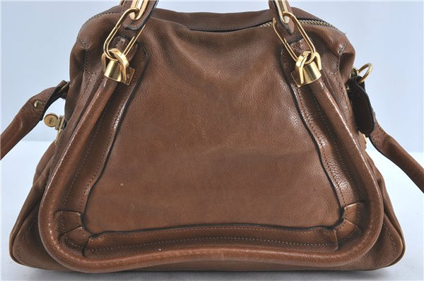 Authentic Chloe Paraty 2Way Shoulder Hand Bag Leather Brown 5595B