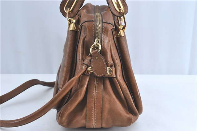 Authentic Chloe Paraty 2Way Shoulder Hand Bag Leather Brown 5595B