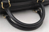 Authentic CELINE C Macadam Pattern Boston Hand Bag Canvas Leather Black 5595C