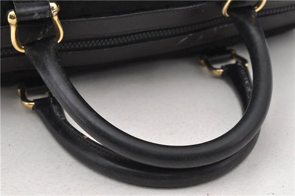 Authentic CELINE C Macadam Pattern Boston Hand Bag Canvas Leather Black 5595C