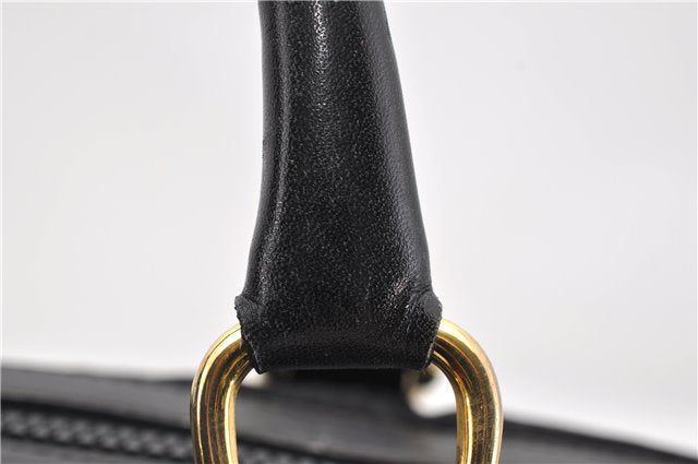 Authentic CELINE C Macadam Pattern Boston Hand Bag Canvas Leather Black 5595C