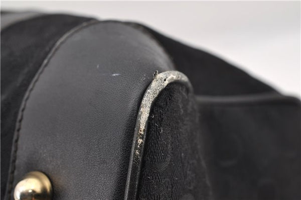 Authentic CELINE C Macadam Pattern Boston Hand Bag Canvas Leather Black 5595C