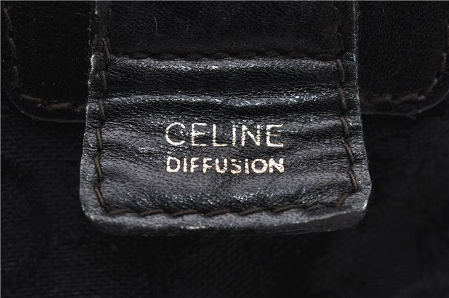Authentic CELINE C Macadam Pattern Boston Hand Bag Canvas Leather Black 5595C
