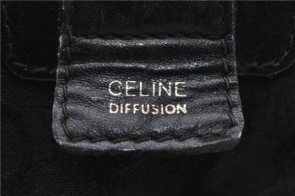 Authentic CELINE C Macadam Pattern Boston Hand Bag Canvas Leather Black 5595C