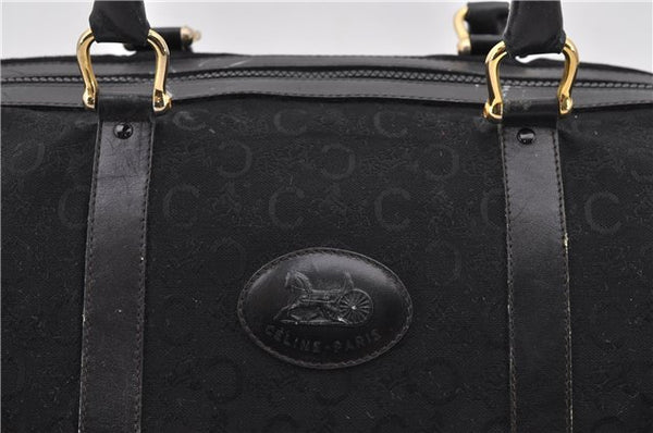 Authentic CELINE C Macadam Pattern Boston Hand Bag Canvas Leather Black 5595C