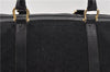 Authentic CELINE C Macadam Pattern Boston Hand Bag Canvas Leather Black 5595C