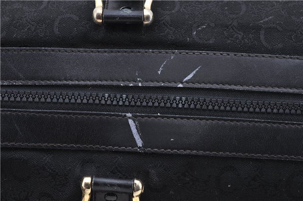 Authentic CELINE C Macadam Pattern Boston Hand Bag Canvas Leather Black 5595C