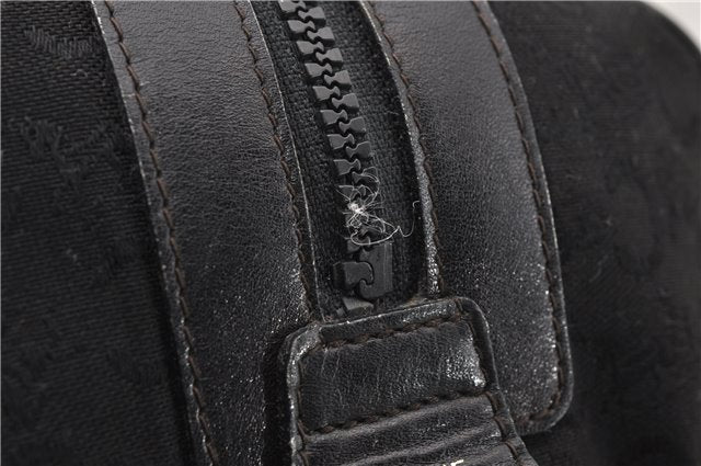 Authentic CELINE C Macadam Pattern Boston Hand Bag Canvas Leather Black 5595C