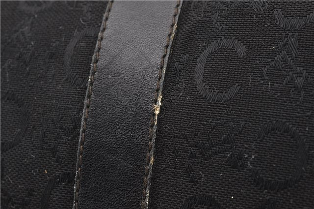 Authentic CELINE C Macadam Pattern Boston Hand Bag Canvas Leather Black 5595C