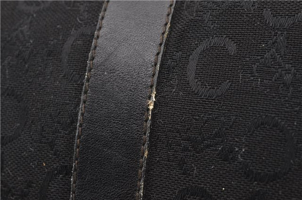 Authentic CELINE C Macadam Pattern Boston Hand Bag Canvas Leather Black 5595C