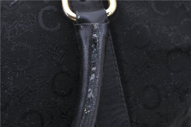 Authentic CELINE C Macadam Pattern Boston Hand Bag Canvas Leather Black 5595C