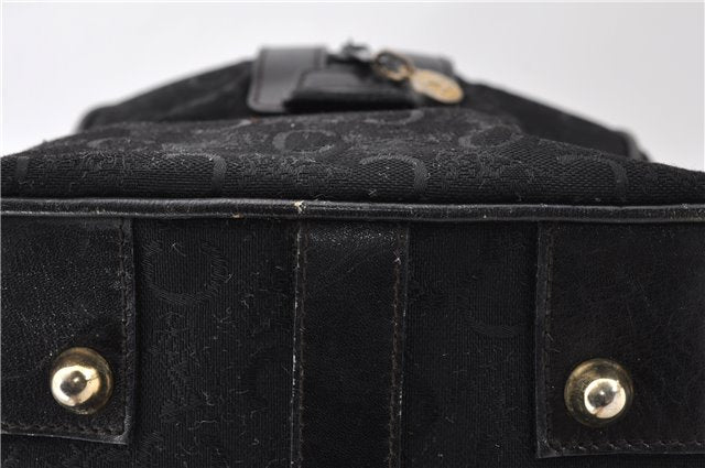 Authentic CELINE C Macadam Pattern Boston Hand Bag Canvas Leather Black 5595C