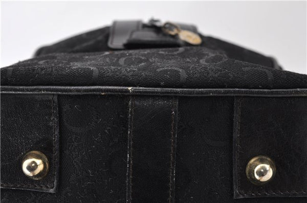 Authentic CELINE C Macadam Pattern Boston Hand Bag Canvas Leather Black 5595C