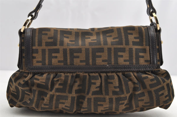 Authentic FENDI Zucca Chef Bag Shoulder Bag Canvas Leather Brown Junk 5595I
