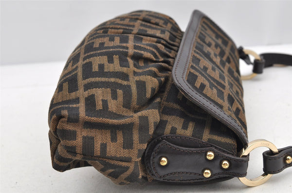 Authentic FENDI Zucca Chef Bag Shoulder Bag Canvas Leather Brown Junk 5595I