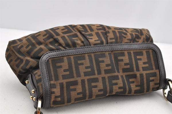 Authentic FENDI Zucca Chef Bag Shoulder Bag Canvas Leather Brown Junk 5595I