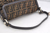 Authentic FENDI Zucca Chef Bag Shoulder Bag Canvas Leather Brown Junk 5595I
