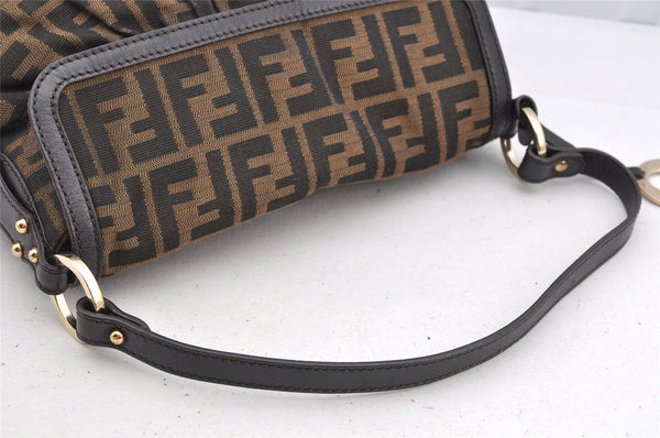 Authentic FENDI Zucca Chef Bag Shoulder Bag Canvas Leather Brown Junk 5595I