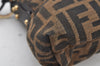 Authentic FENDI Zucca Chef Bag Shoulder Bag Canvas Leather Brown Junk 5595I