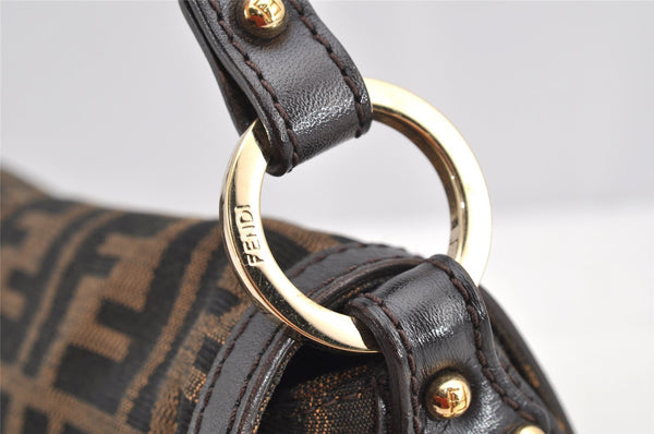 Authentic FENDI Zucca Chef Bag Shoulder Bag Canvas Leather Brown Junk 5595I