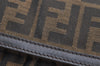 Authentic FENDI Zucca Chef Bag Shoulder Bag Canvas Leather Brown Junk 5595I