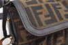 Authentic FENDI Zucca Chef Bag Shoulder Bag Canvas Leather Brown Junk 5595I