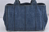 Authentic PRADA Canapa SS Denim Tote Hand Bag Blue 5597C