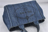 Authentic PRADA Canapa SS Denim Tote Hand Bag Blue 5597C