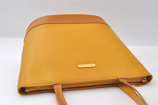 Authentic Burberrys Vintage Leather Shoulder Tote Bag Yellow 5598I