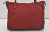 Authentic FENDI Zucchino Shoulder Tote Bag Purse Canvas Leather Red 5599I