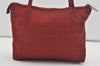 Authentic FENDI Zucchino Shoulder Tote Bag Purse Canvas Leather Red 5599I