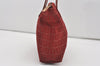 Authentic FENDI Zucchino Shoulder Tote Bag Purse Canvas Leather Red 5599I