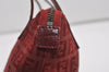 Authentic FENDI Zucchino Shoulder Tote Bag Purse Canvas Leather Red 5599I