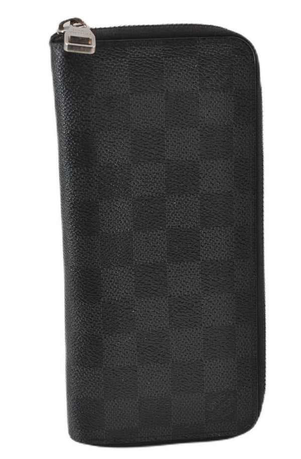Authentic Louis Vuitton Damier Graphite Zippy Wallet Vertical N63095 LV 5602F