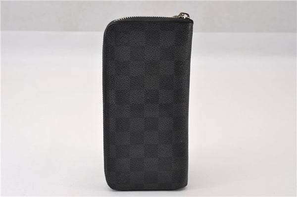 Authentic Louis Vuitton Damier Graphite Zippy Wallet Vertical N63095 LV 5602F