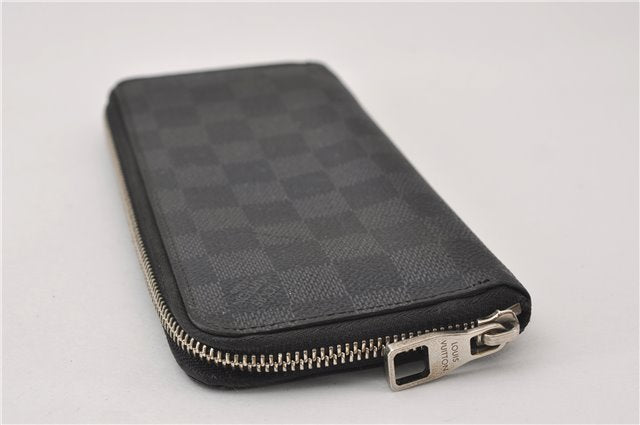 Authentic Louis Vuitton Damier Graphite Zippy Wallet Vertical N63095 LV 5602F