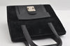 Authentic FENDI Vintage 2Way Shoulder Hand Bag Purse Velour Leather Black 5604I