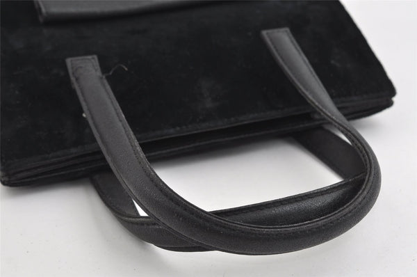 Authentic FENDI Vintage 2Way Shoulder Hand Bag Purse Velour Leather Black 5604I
