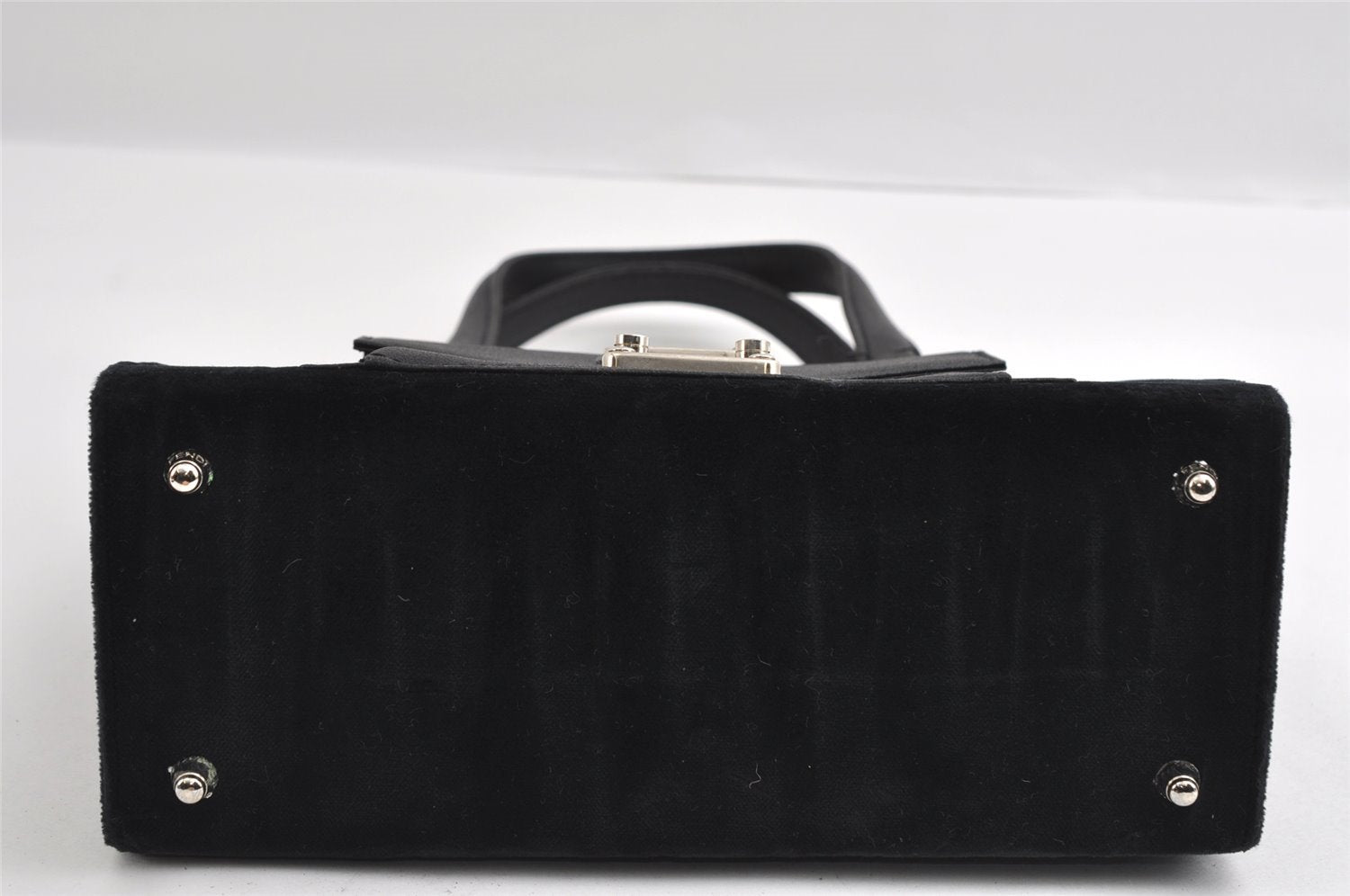 Authentic FENDI Vintage 2Way Shoulder Hand Bag Purse Velour Leather Black 5604I