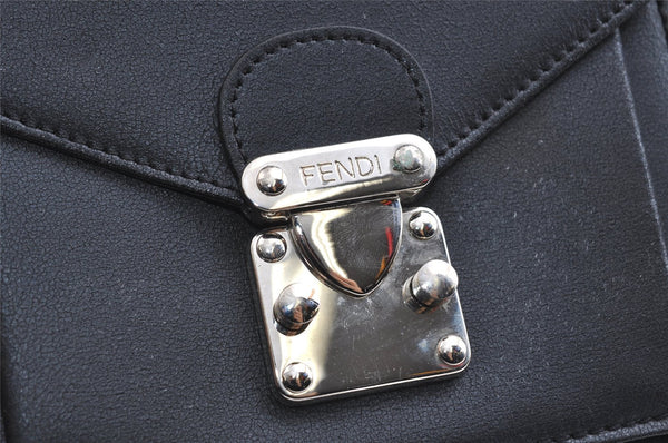 Authentic FENDI Vintage 2Way Shoulder Hand Bag Purse Velour Leather Black 5604I