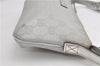 Authentic GUCCI Hand Bag Pouch Purse GG Canvas Leather 190393 Silver 5605F