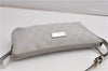 Authentic GUCCI Hand Bag Pouch Purse GG Canvas Leather 190393 Silver 5605F